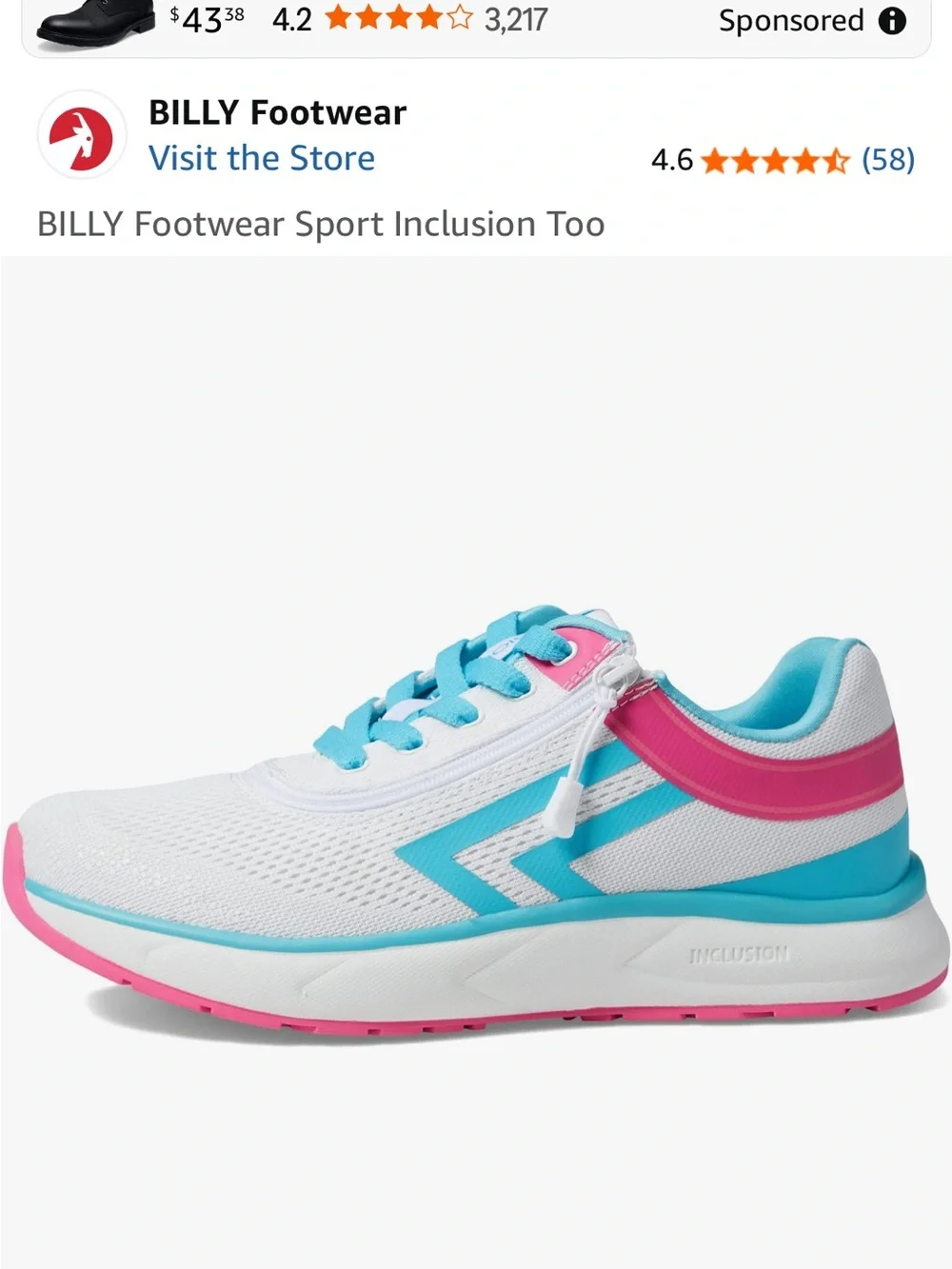 BILLY Sport Inclusion Too Women’s 9 Adaptive Sneakers Gray Turquoise Pink NIB